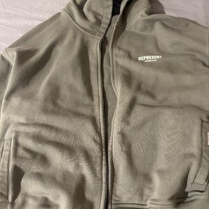 Represent zip hoodie (olive green)